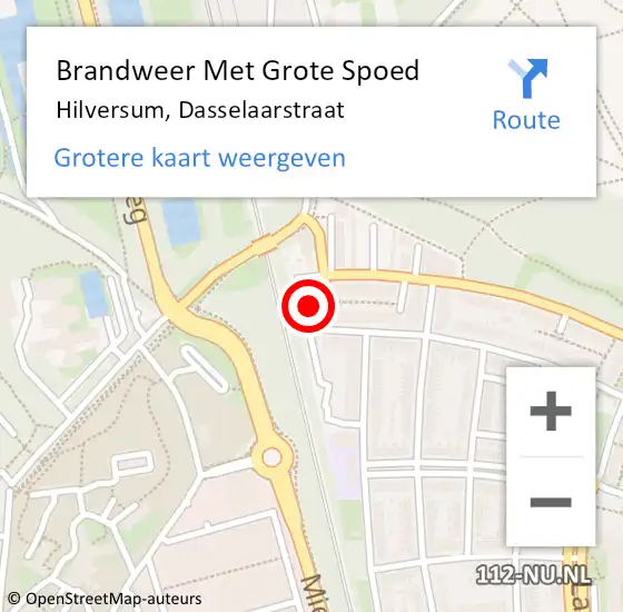 Locatie op kaart van de 112 melding: Brandweer Met Grote Spoed Naar Hilversum, Dasselaarstraat op 9 juni 2014 15:46