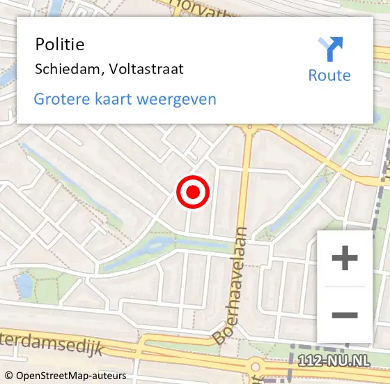 Locatie op kaart van de 112 melding: Politie Schiedam, Voltastraat op 3 mei 2021 17:05