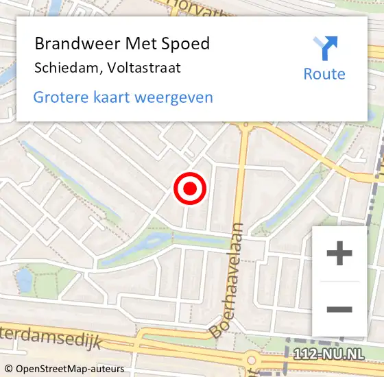 Locatie op kaart van de 112 melding: Brandweer Met Spoed Naar Schiedam, Voltastraat op 3 mei 2021 17:06