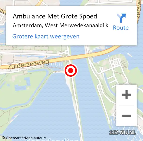 Locatie op kaart van de 112 melding: Ambulance Met Grote Spoed Naar Amsterdam, West Merwedekanaaldijk op 3 mei 2021 17:56