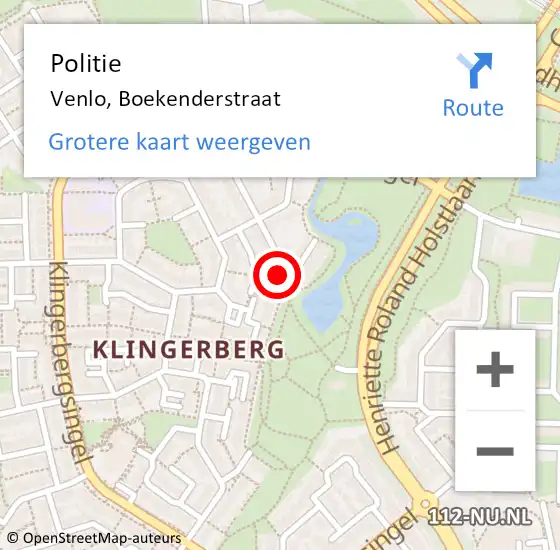 Locatie op kaart van de 112 melding: Politie Venlo, Boekenderstraat op 3 mei 2021 18:55