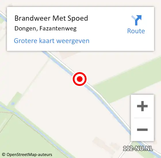 Locatie op kaart van de 112 melding: Brandweer Met Spoed Naar Dongen, Fazantenweg op 4 mei 2021 04:33