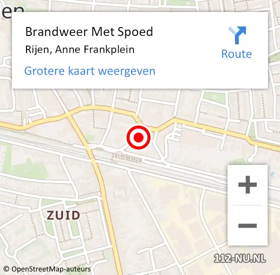 Locatie op kaart van de 112 melding: Brandweer Met Spoed Naar Rijen, Anne Frankplein op 4 mei 2021 08:01