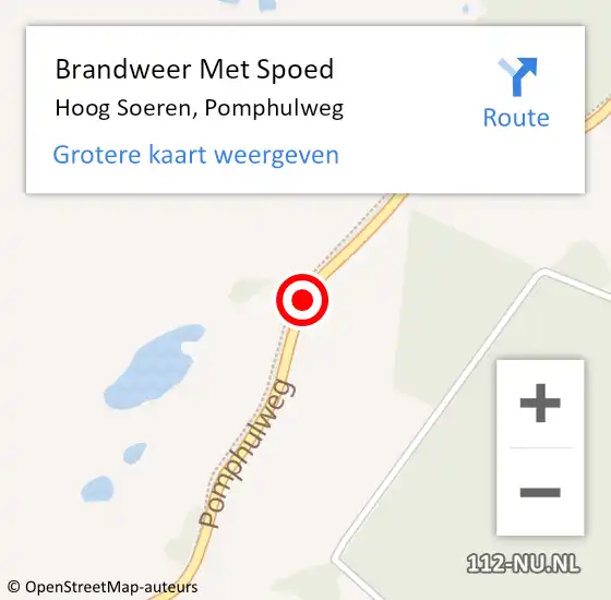 Locatie op kaart van de 112 melding: Brandweer Met Spoed Naar Hoog Soeren, Pomphulweg op 4 mei 2021 13:20