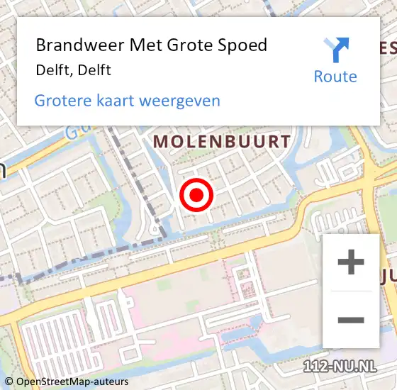 Locatie op kaart van de 112 melding: Brandweer Met Grote Spoed Naar Delft, Delft op 4 mei 2021 15:18