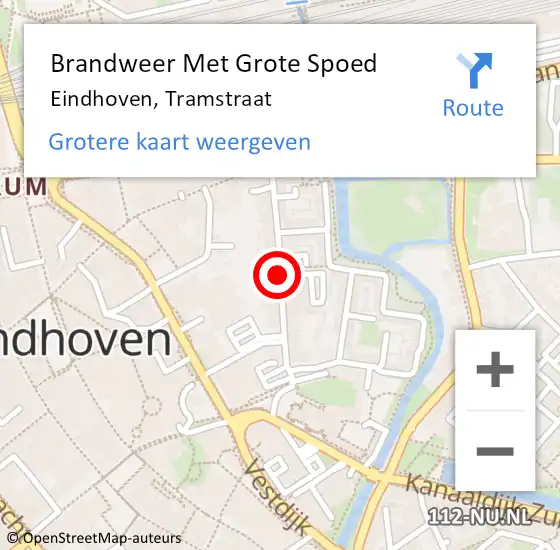 Locatie op kaart van de 112 melding: Brandweer Met Grote Spoed Naar Eindhoven, Tramstraat op 4 mei 2021 17:55