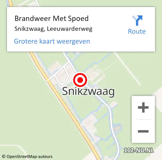 Locatie op kaart van de 112 melding: Brandweer Met Spoed Naar Snikzwaag, Leeuwarderweg op 4 mei 2021 19:47