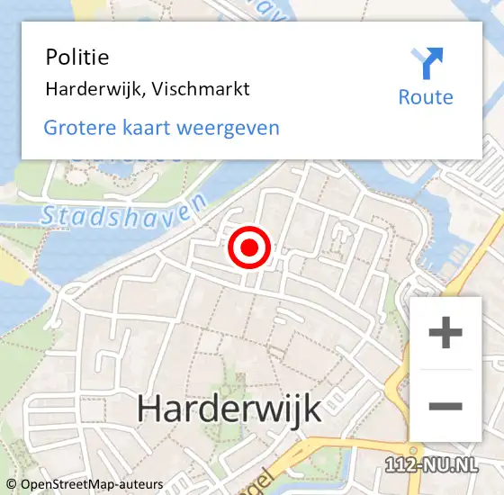 Locatie op kaart van de 112 melding: Politie Harderwijk, Vischmarkt op 4 mei 2021 21:21