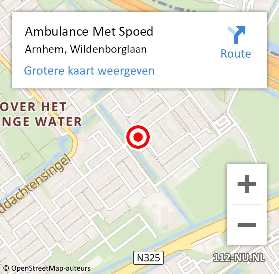 Locatie op kaart van de 112 melding: Ambulance Met Spoed Naar Arnhem, Wildenborglaan op 5 mei 2021 05:07