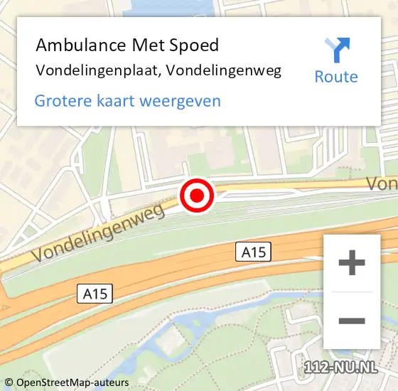 Locatie op kaart van de 112 melding: Ambulance Met Spoed Naar Vondelingenplaat, Vondelingenweg op 5 mei 2021 06:30