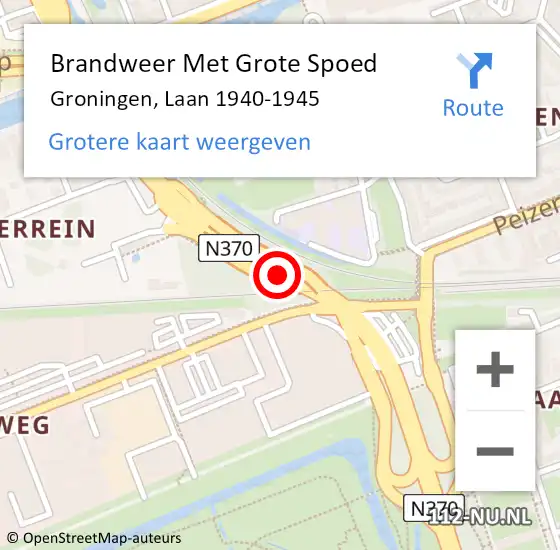 Locatie op kaart van de 112 melding: Brandweer Met Grote Spoed Naar Groningen, Laan 1940-1945 op 5 mei 2021 10:33