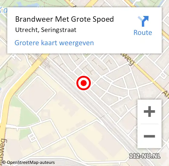 Locatie op kaart van de 112 melding: Brandweer Met Grote Spoed Naar Utrecht, Seringstraat op 5 mei 2021 13:21