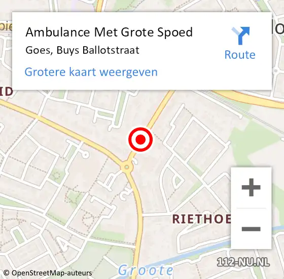 Locatie op kaart van de 112 melding: Ambulance Met Grote Spoed Naar Goes, Buys Ballotstraat op 5 mei 2021 13:47