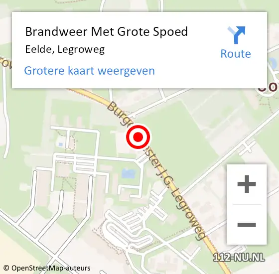 Locatie op kaart van de 112 melding: Brandweer Met Grote Spoed Naar Eelde, Legroweg op 5 mei 2021 15:00