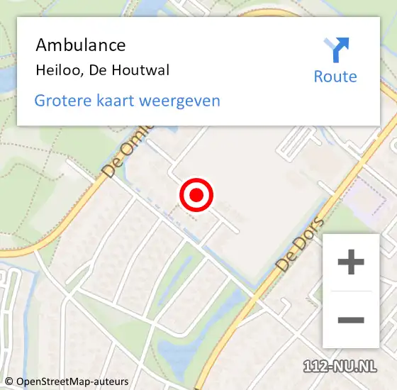 Locatie op kaart van de 112 melding: Ambulance Heiloo, De Houtwal op 5 mei 2021 18:08