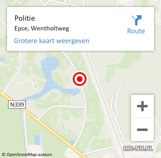 Locatie op kaart van de 112 melding: Politie Epse, Wentholtweg op 5 mei 2021 22:22