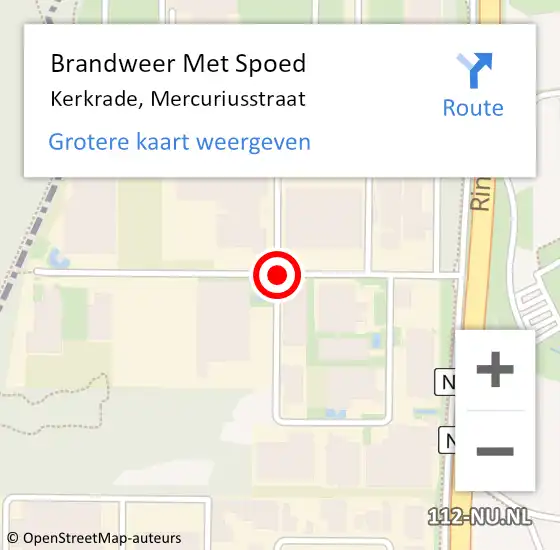 Locatie op kaart van de 112 melding: Brandweer Met Spoed Naar Kerkrade, Mercuriusstraat op 6 mei 2021 12:45