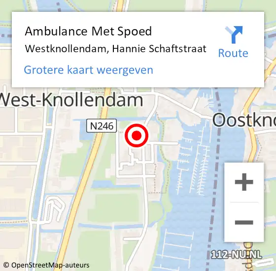Locatie op kaart van de 112 melding: Ambulance Met Spoed Naar Westknollendam, Hannie Schaftstraat op 6 mei 2021 12:57