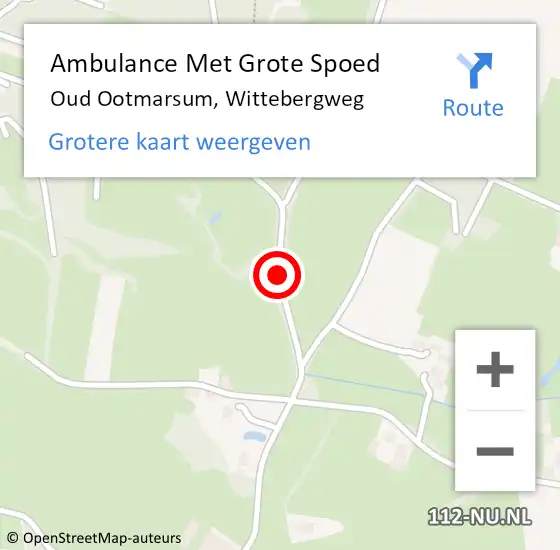 Locatie op kaart van de 112 melding: Ambulance Met Grote Spoed Naar Oud Ootmarsum, Wittebergweg op 6 mei 2021 18:59