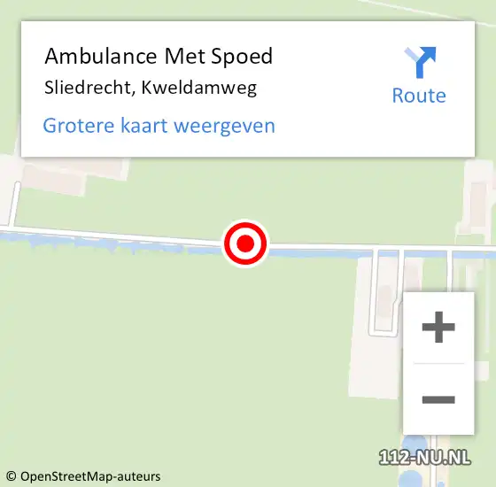 Locatie op kaart van de 112 melding: Ambulance Met Spoed Naar Sliedrecht, Kweldamweg op 7 mei 2021 06:06