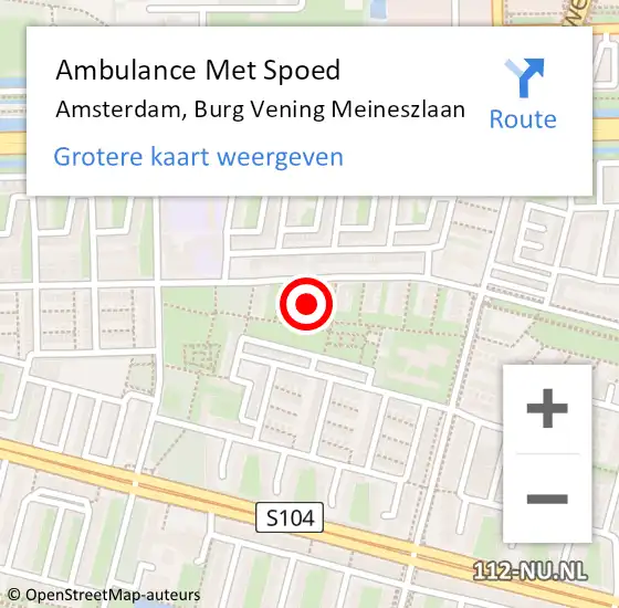 Locatie op kaart van de 112 melding: Ambulance Met Spoed Naar Amsterdam, Burg Vening Meineszlaan op 7 mei 2021 13:56