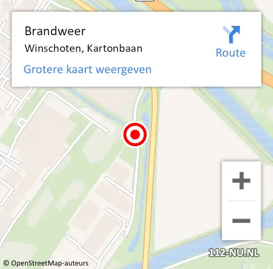 Locatie op kaart van de 112 melding: Brandweer Winschoten, Kartonbaan op 7 mei 2021 14:07