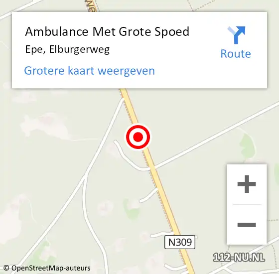 Locatie op kaart van de 112 melding: Ambulance Met Grote Spoed Naar Epe, Elburgerweg op 7 mei 2021 15:36