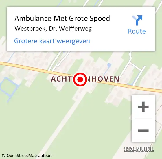 Locatie op kaart van de 112 melding: Ambulance Met Grote Spoed Naar Westbroek, Dr. Welfferweg op 9 mei 2021 04:04