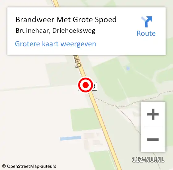 Locatie op kaart van de 112 melding: Brandweer Met Grote Spoed Naar Bruinehaar, Driehoeksweg op 9 mei 2021 09:51