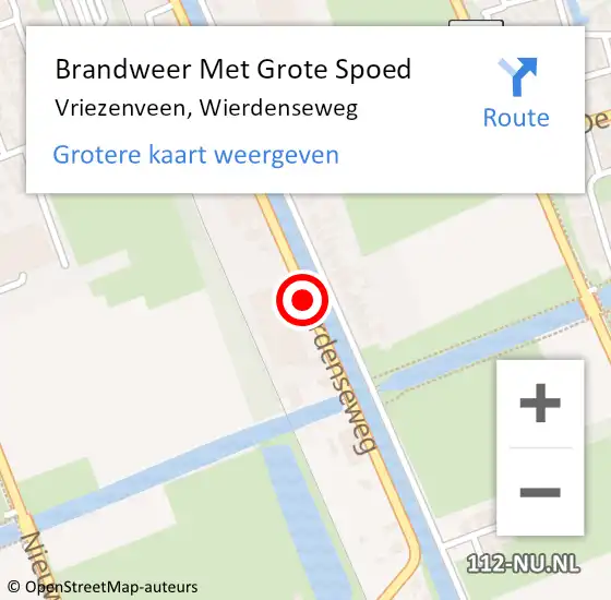 Locatie op kaart van de 112 melding: Brandweer Met Grote Spoed Naar Vriezenveen, Wierdenseweg op 9 mei 2021 14:55