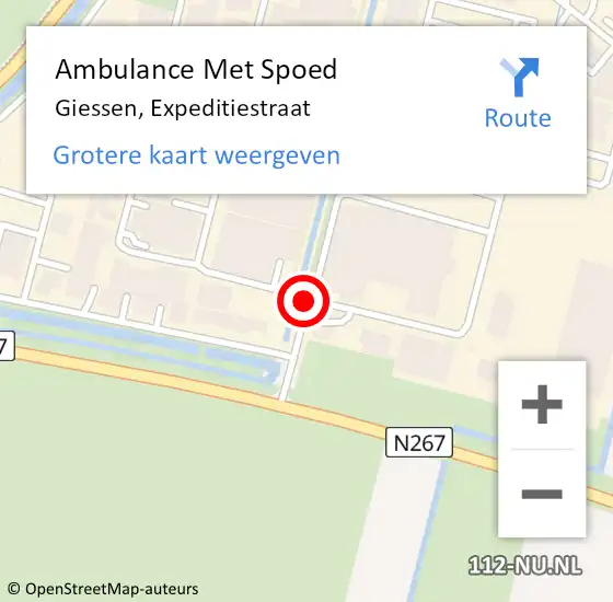 Locatie op kaart van de 112 melding: Ambulance Met Spoed Naar Giessen, Expeditiestraat op 9 mei 2021 16:25