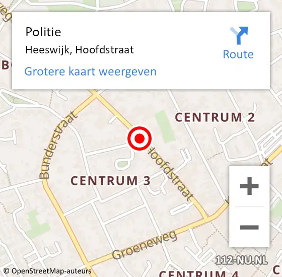 Locatie op kaart van de 112 melding: Politie Heeswijk, Hoofdstraat op 9 mei 2021 19:24