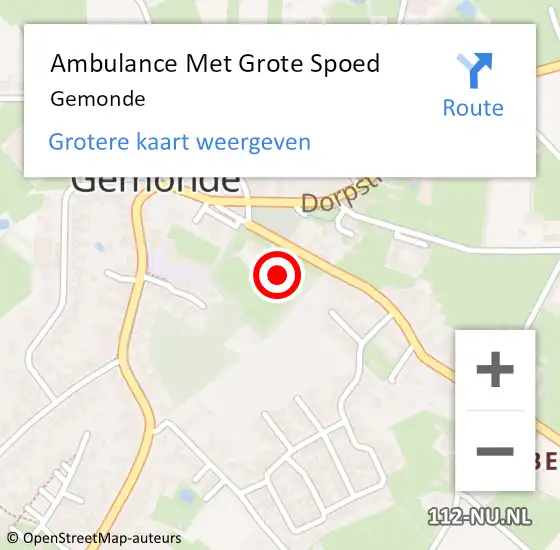 Locatie op kaart van de 112 melding: Ambulance Met Grote Spoed Naar Gemonde op 9 mei 2021 19:29