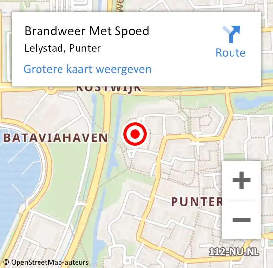 Locatie op kaart van de 112 melding: Brandweer Met Spoed Naar Lelystad, Punter op 9 mei 2021 21:26
