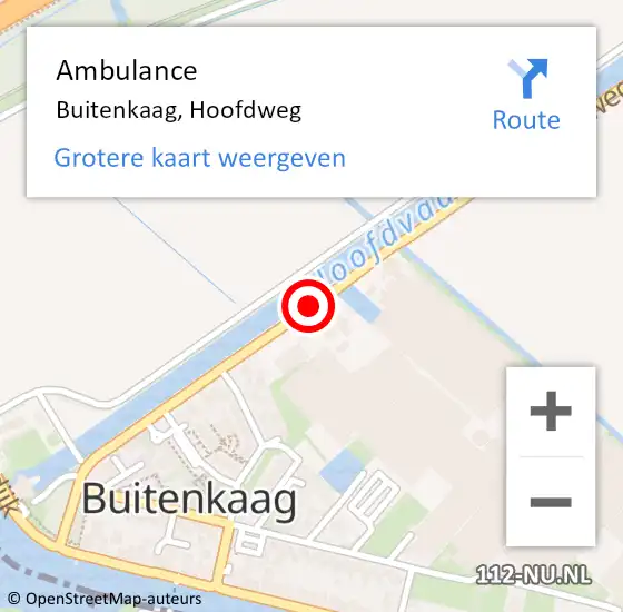 Locatie op kaart van de 112 melding: Ambulance Buitenkaag, Hoofdweg op 10 mei 2021 04:53