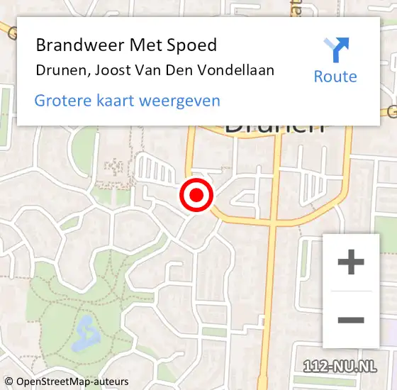 Locatie op kaart van de 112 melding: Brandweer Met Spoed Naar Drunen, Joost Van Den Vondellaan op 10 mei 2021 12:59