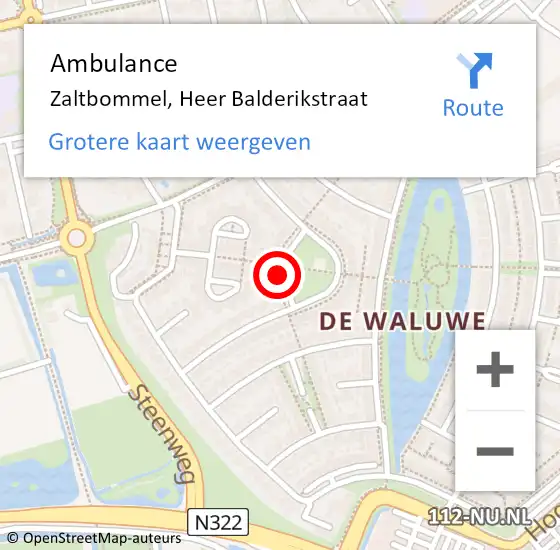 Locatie op kaart van de 112 melding: Ambulance Zaltbommel, Heer Balderikstraat op 10 mei 2021 13:05