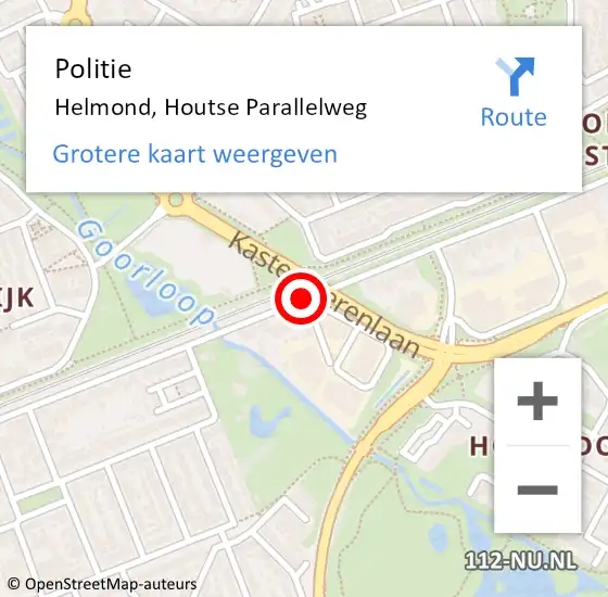 Locatie op kaart van de 112 melding: Politie Helmond, Houtse Parallelweg op 10 mei 2021 14:54