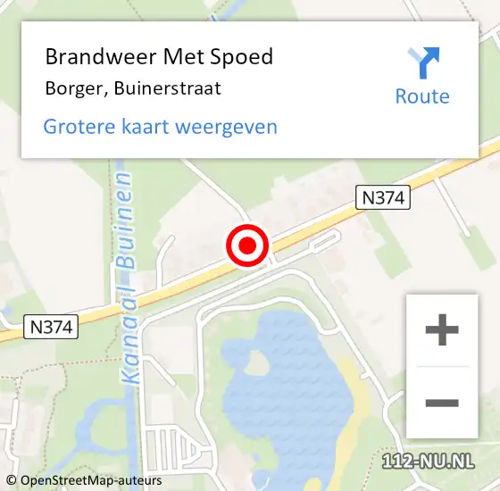 Locatie op kaart van de 112 melding: Brandweer Met Spoed Naar Borger, Buinerstraat op 10 mei 2021 15:50