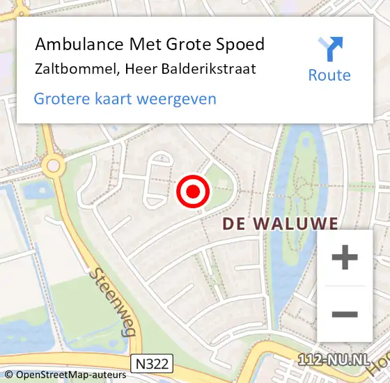 Locatie op kaart van de 112 melding: Ambulance Met Grote Spoed Naar Zaltbommel, Heer Balderikstraat op 10 mei 2021 21:57
