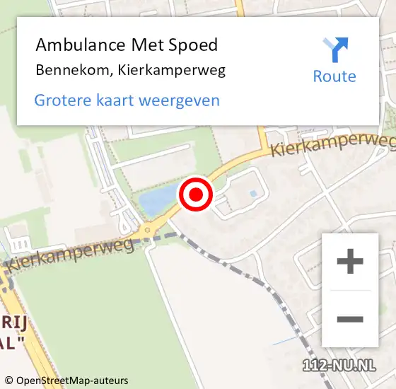 Locatie op kaart van de 112 melding: Ambulance Met Spoed Naar Bennekom, Kierkamperweg op 12 mei 2021 10:27