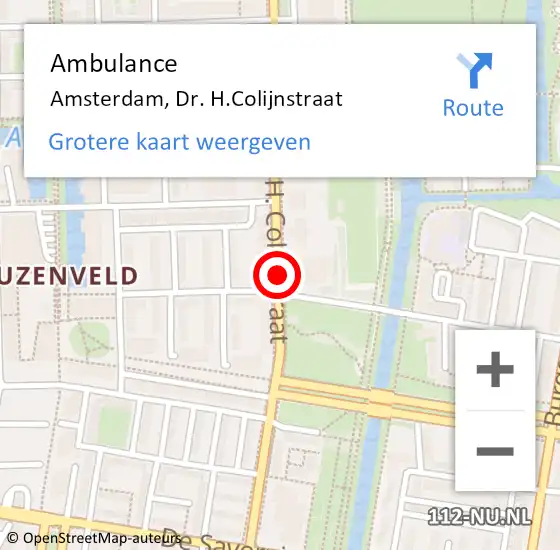 Locatie op kaart van de 112 melding: Ambulance Amsterdam, Dr. H.Colijnstraat op 12 mei 2021 13:15