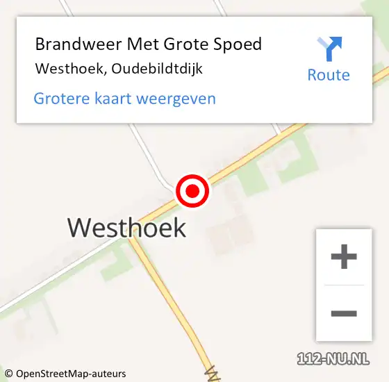 Locatie op kaart van de 112 melding: Brandweer Met Grote Spoed Naar Westhoek, Oudebildtdijk op 12 mei 2021 13:22