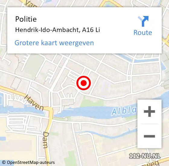 Locatie op kaart van de 112 melding: Politie Hendrik-Ido-Ambacht, A16 Li op 12 mei 2021 14:21