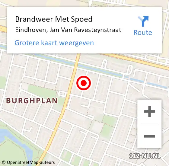 Locatie op kaart van de 112 melding: Brandweer Met Spoed Naar Eindhoven, Jan Van Ravesteynstraat op 12 mei 2021 18:19