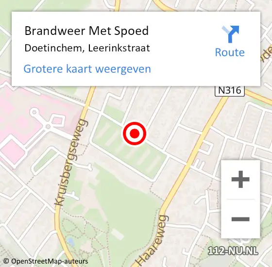 Locatie op kaart van de 112 melding: Brandweer Met Spoed Naar Doetinchem, Leerinkstraat op 12 mei 2021 19:58
