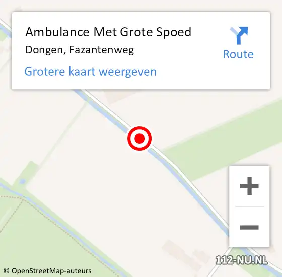 Locatie op kaart van de 112 melding: Ambulance Met Grote Spoed Naar Dongen, Fazantenweg op 13 mei 2021 02:26