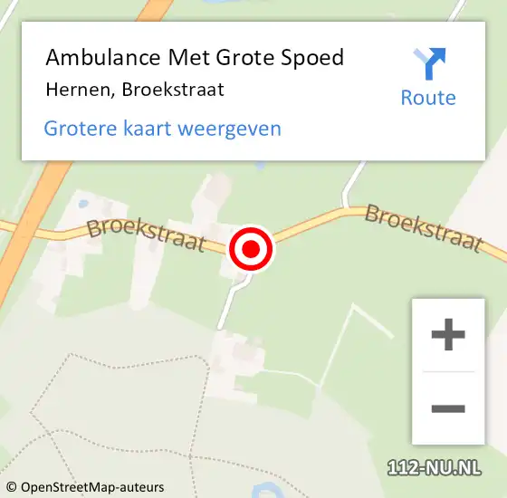 Locatie op kaart van de 112 melding: Ambulance Met Grote Spoed Naar Hernen, Broekstraat op 13 mei 2021 14:13