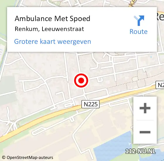 Locatie op kaart van de 112 melding: Ambulance Met Spoed Naar Renkum, Leeuwenstraat op 13 mei 2021 15:47