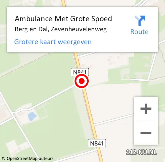 Locatie op kaart van de 112 melding: Ambulance Met Grote Spoed Naar Berg en Dal, Zevenheuvelenweg op 13 mei 2021 17:34